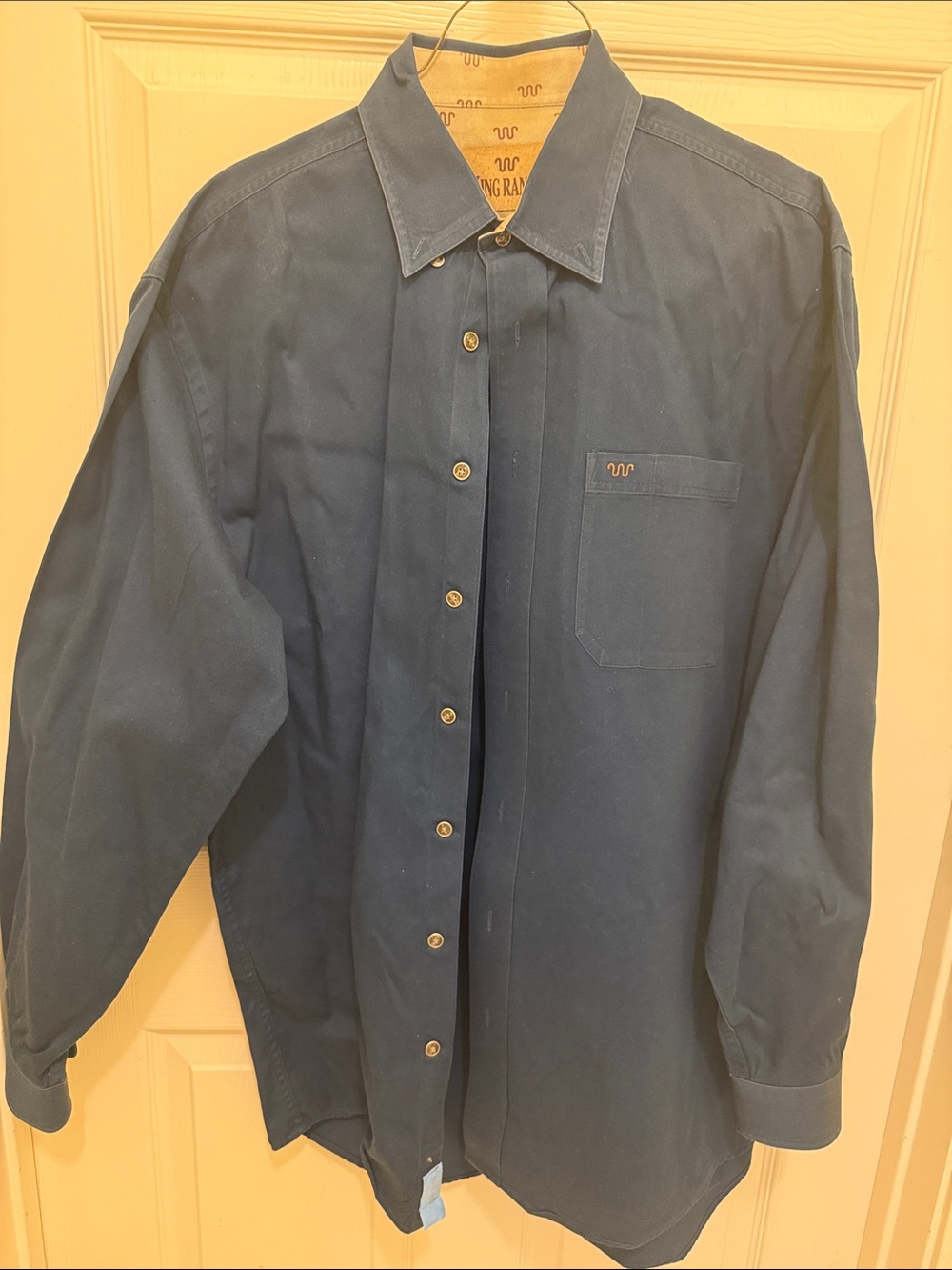 Wrangler Men's Dark Navy Button-Down Casual Shirt